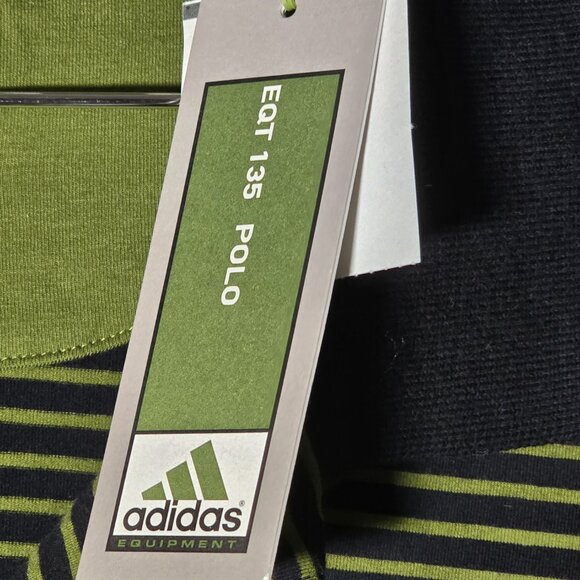 Adidas Equipment EQT Golf Polo Shirt Mens XL Black Olive Striped NWT - Picture 5 of 11